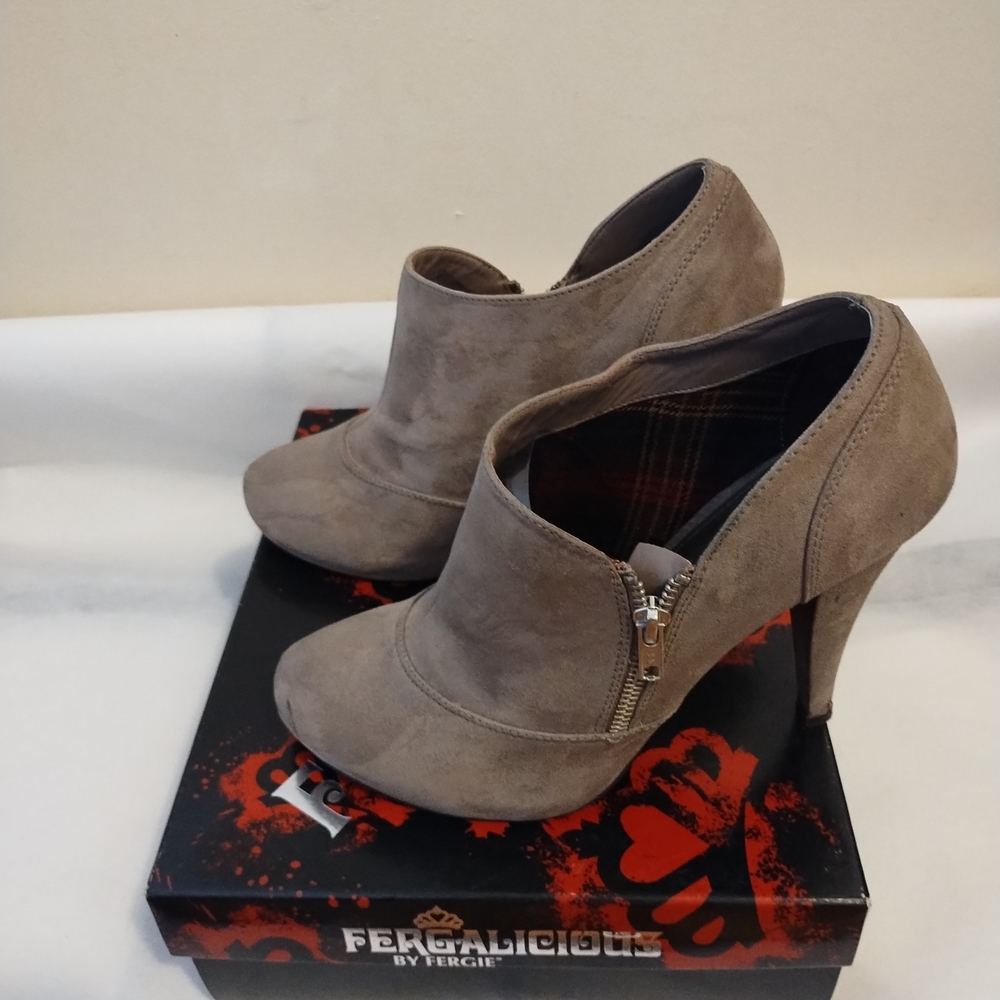 Fergalicious Women's Gray Heeled Booties